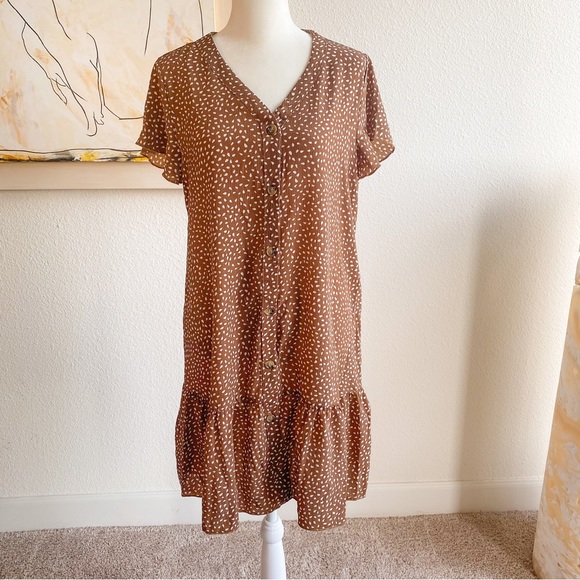Dresses & Skirts - 🌼Brown ruffle polka dot dress🌼